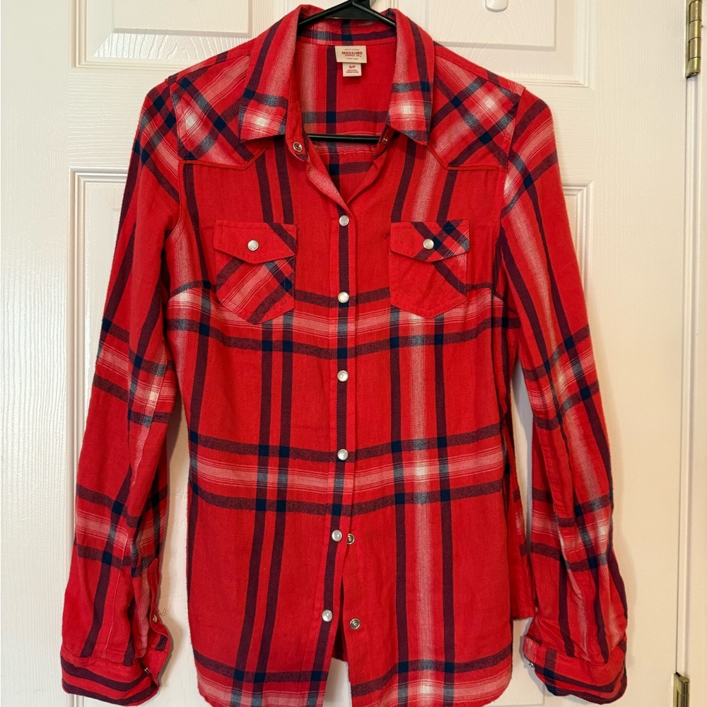Mossimo Supply Co. Red and Blue Plaid Shirt